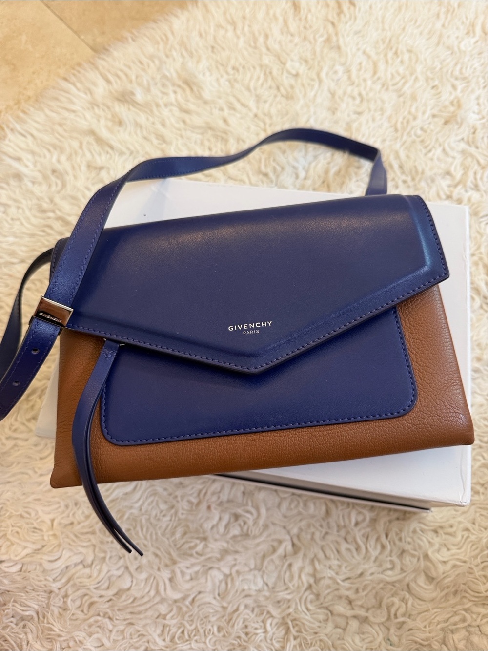 Givenchy Duetto Blue and Brown Leather Crossbody Crossbody Bag
